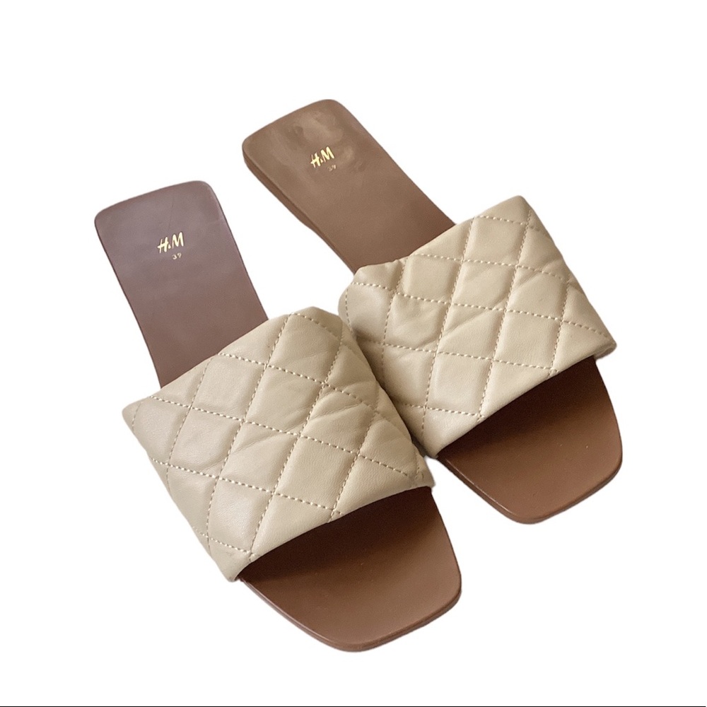 H&M Neutral Square Toe Flat Sandal size 9 - Picture 1 of 5